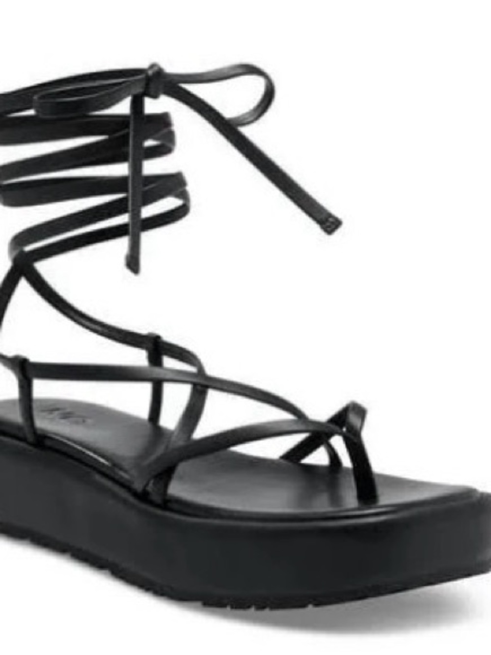 INC International Concepts Black Lace-Up Strappy Platform Sandal